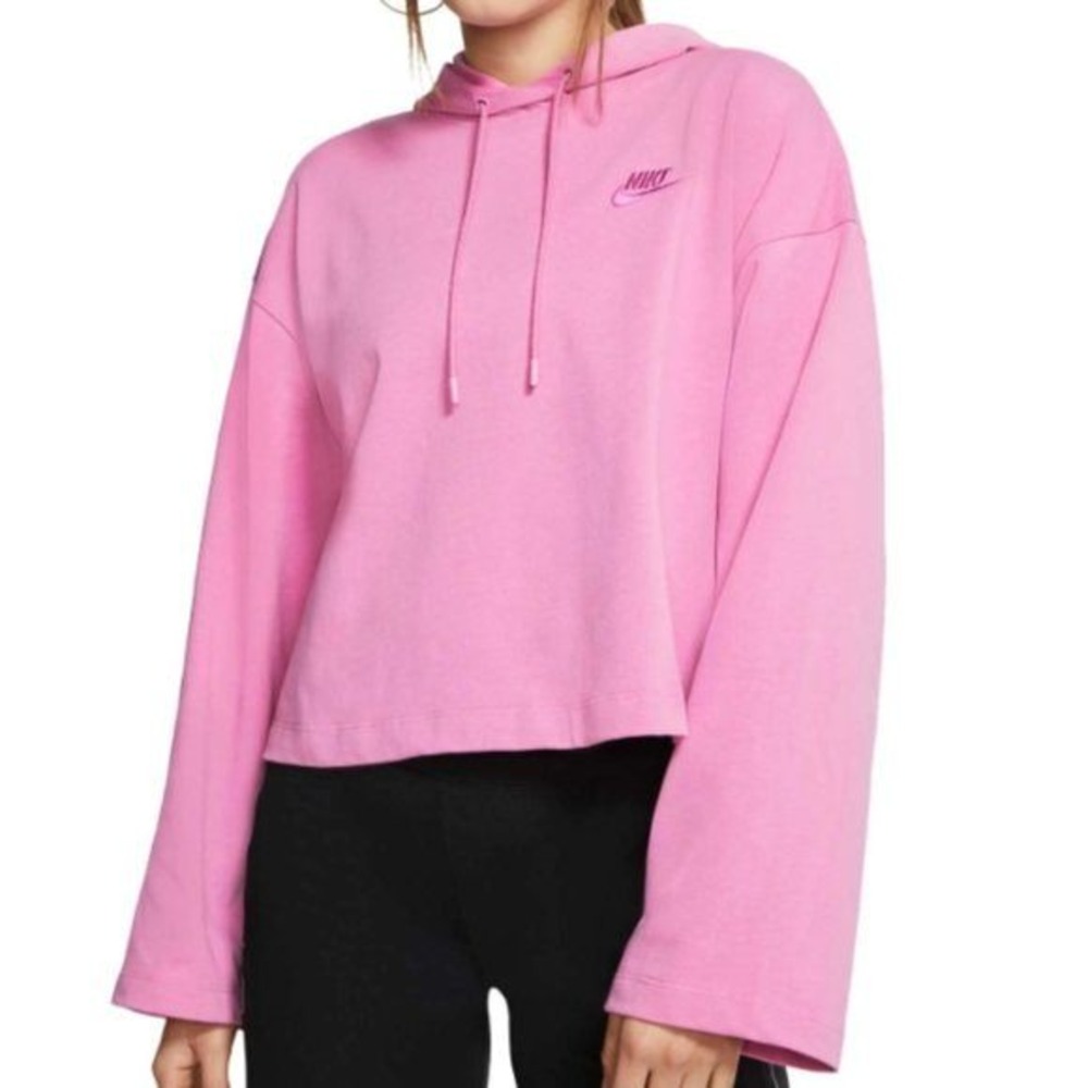 Nike Hoodie Womens Large Sportswear Jersey Cropped Pink